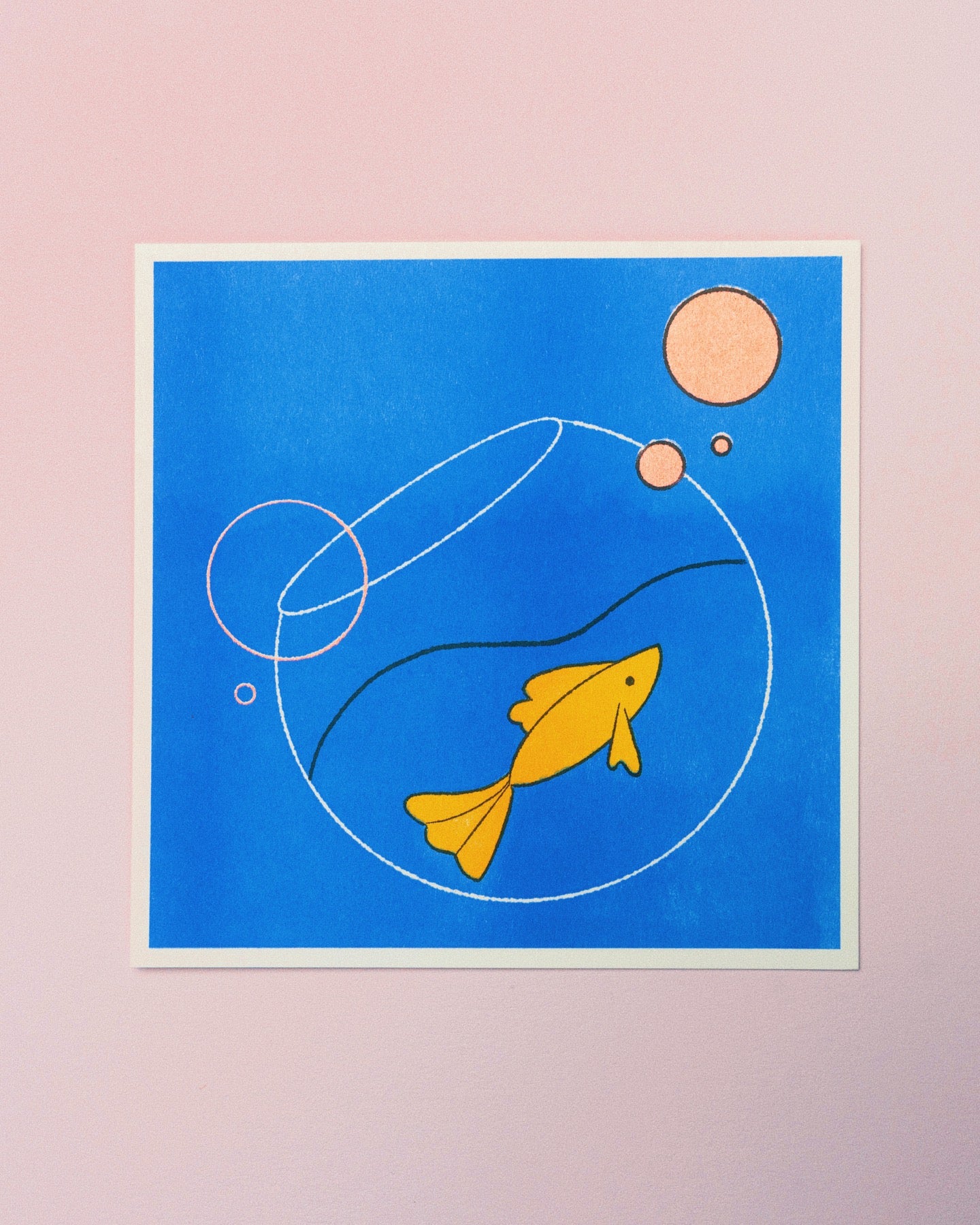 Fish Bowl Risograph Print
