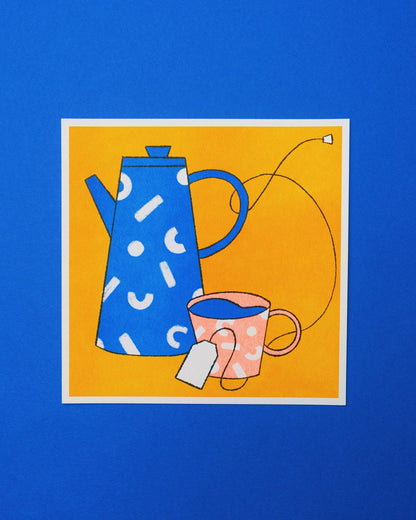 Cozy Tea Risograph Print
